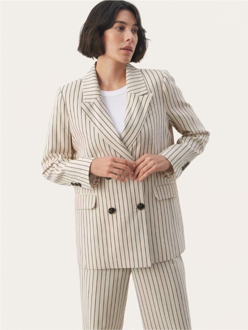 Part Two Copenhagen SinePW Linen Cotton Striped Blazer Size 42